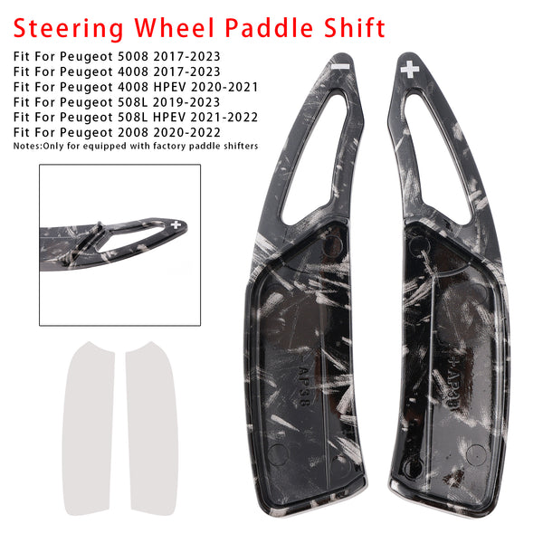 Carbon Look Steering Wheel Paddle Shifter Extension For Peugeot 17-23
