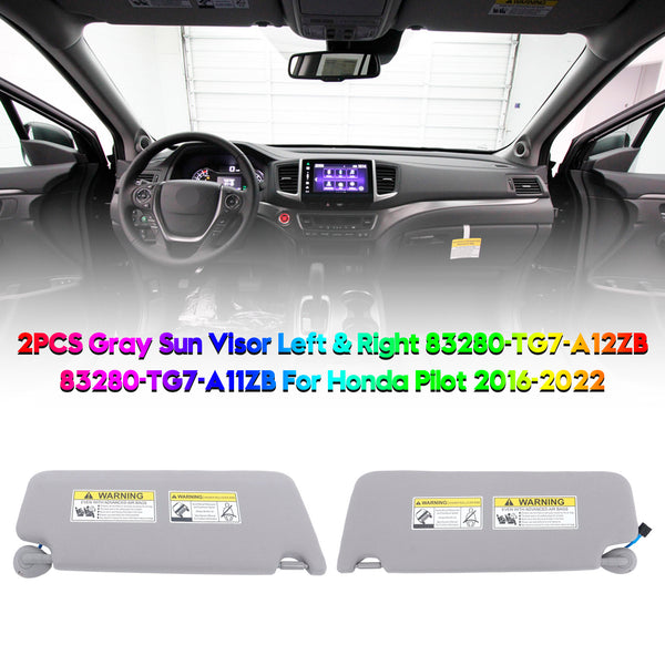 Gray Left Side Sun Visor 83280-TG7-A12ZB For Honda Pilot 2016-2022