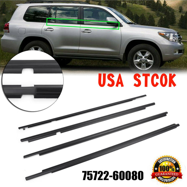 2003-2009 Toyota Land Cruiser Prado 120 Series 4PCS 75722-60080 Weatherstrip Window Belt Moulding Generic