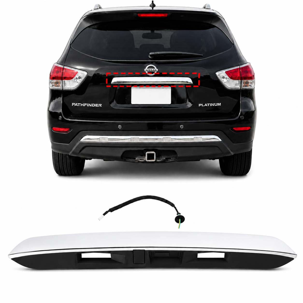 Chrome rear tailgate handle for Nissan Pathfinder 2013 to 2020