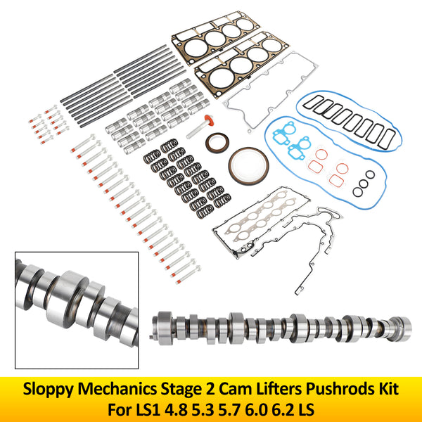 LS1 4.8 5.3 5.7 6.0 6.2 LS Sloppy Mechanics Stage 2 Cam Lifters Pushrods Kit Generic