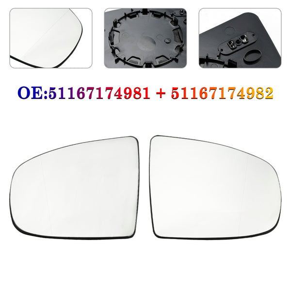 2008-2014 BMW X5 X6 E70 E71 E72 Mirror Glass with Heated Wing 51167174981 51167174982 Generic