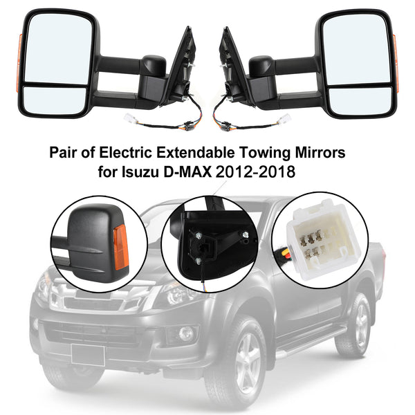 Isuzu D-MAX 2012-2018  Pair of Electric Extendable Towing Mirrors Generic