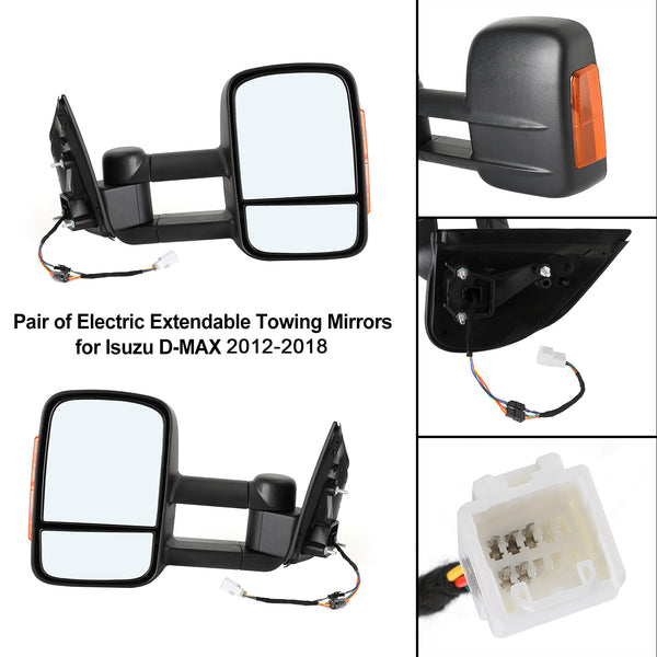 Isuzu D-MAX 2012-2018  Pair of Electric Extendable Towing Mirrors Generic