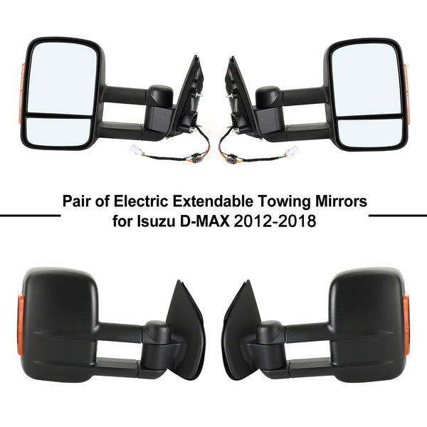 Isuzu D-MAX 2012-2018  Pair of Electric Extendable Towing Mirrors Generic