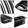 Double Line Front Hood Grille Grills Gloss Black For 1998-2001 BMW E46 2-Door Generic