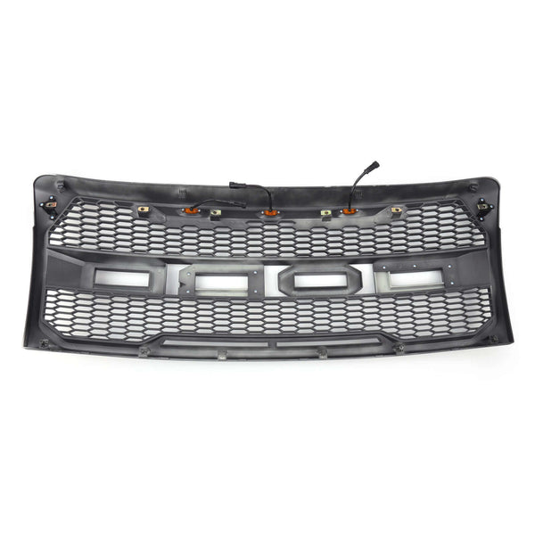 2009-2014 F150 Ford Raptor Style Grille Replacement ABS Front Hood Grille W/ LED Generic