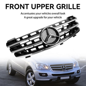 05-08 Benz W164 ML M-CLASS Black Front Grille with Chrome Fin With Logo Generic