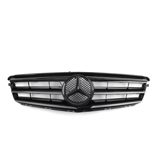 08-14 Benz C Class W204 W/LED Emblem C300/C350 Front Bumper Grille Black Chrome Generic