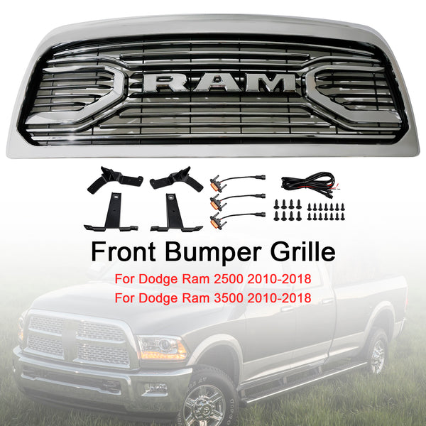 2010-2018 Ram 2500/3500 Laramie Chrome Front Bumper Grille W/ Led Light