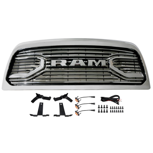 2010-2018 Ram 2500/3500 Laramie Chrome Front Bumper Grille W/ Led Light