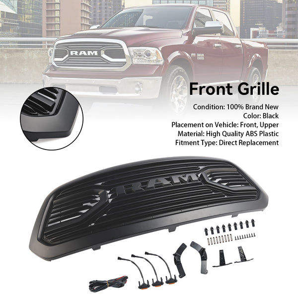 2013-2018 Dodge Ram 1500 Black Big Horn Style Front Bumper Grill Grille Generic