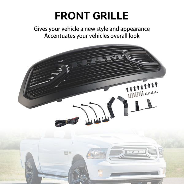 2013-2018 Dodge Ram 1500 Black Big Horn Style Front Bumper Grill Grille Generic