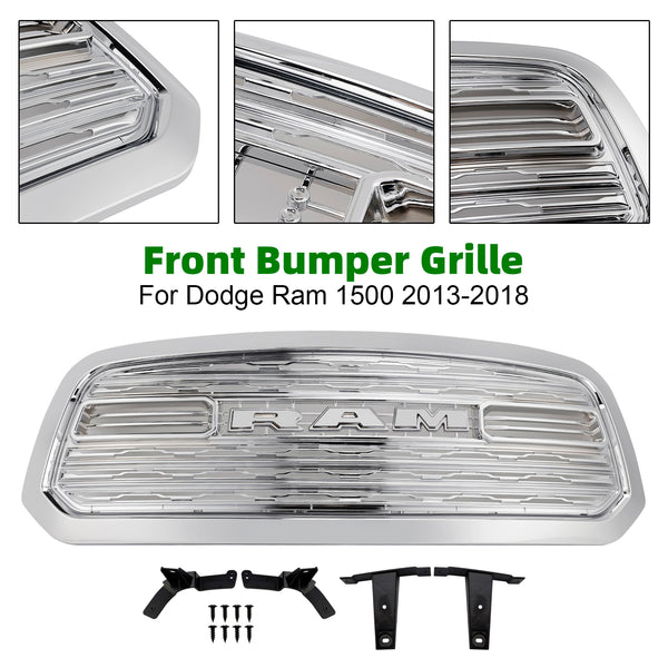 Dodge Ram 1500 2013-2018 LTD Style Front Bumper Grill Grille Chrome