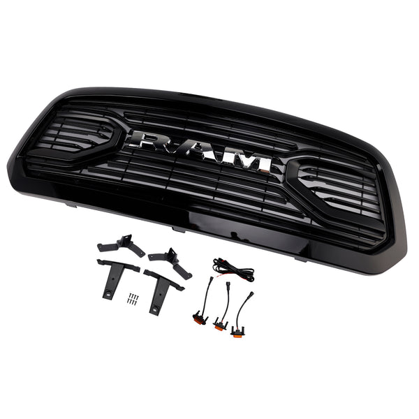 2013-2018 Dodge Ram 1500 Black Big Horn Style Front Bumper Grill Grille
