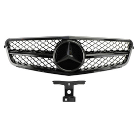 2008-2013 Benz C-Class W204 Front Bumper Grille With Emblem Black Radiator AMG Style Generic