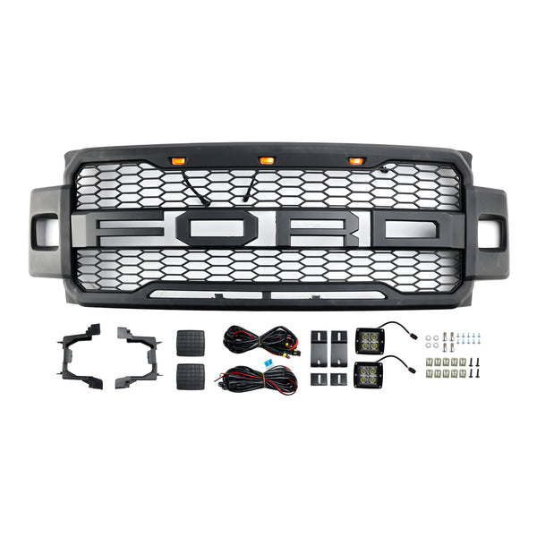 2017-2019 Ford F-250 F-350 F-450 Raptor Style Front Bumper Grill Generic