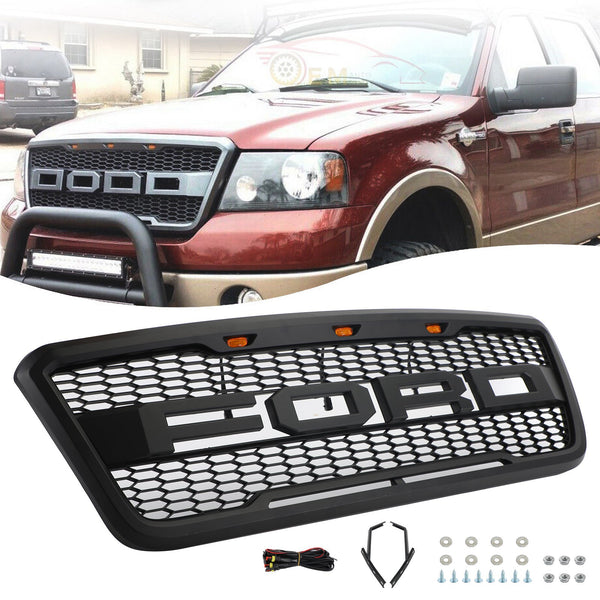 Ford F150 2004-2008 Grill Raptor Style Front Grille with LED Light & Letter Generic