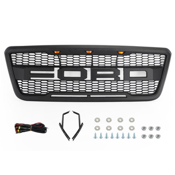 Ford F150 2004-2008 Grill Raptor Style Front Grille with LED Light & Letter Generic