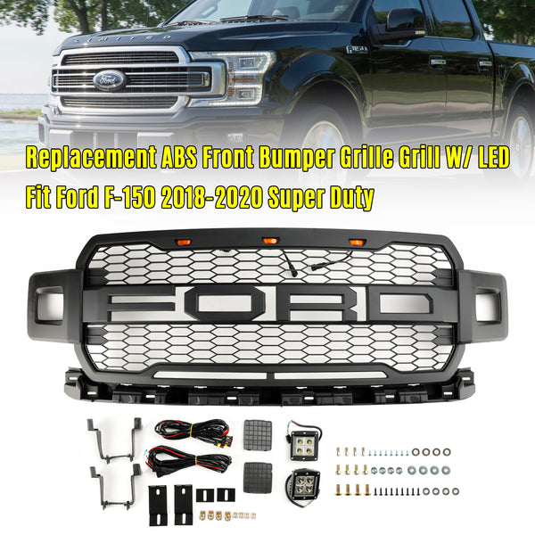 2018-2020 Ford F150 Grill Raptor Style Front Grille W/Led Lights w/Letter