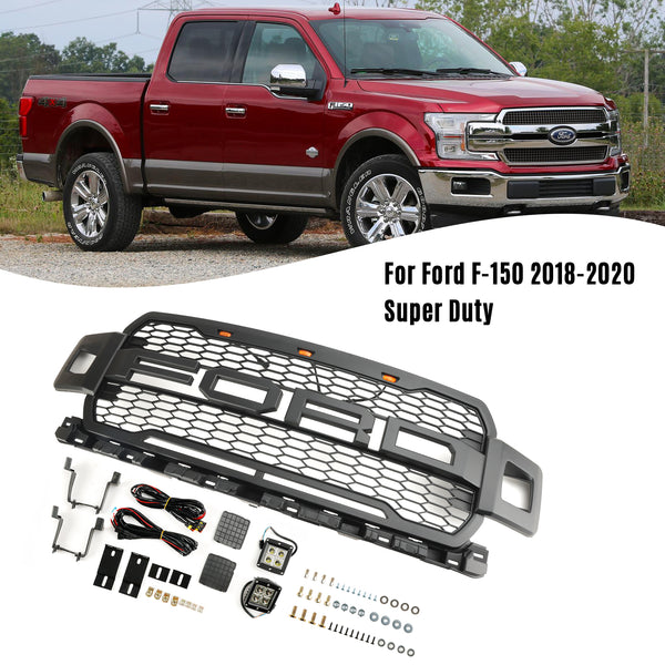 2018-2020 Ford F150 Grill Raptor Style Front Grille W/Led Lights w/Letter