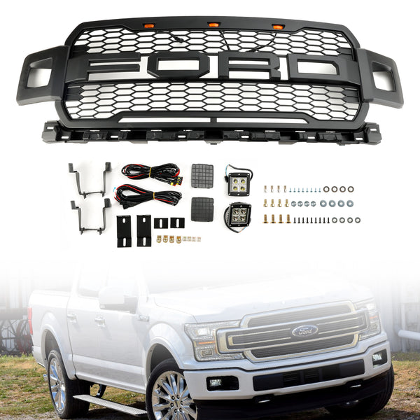 2018-2020 Ford F150 Grill Raptor Style Front Grille W/Led Lights w/Letter