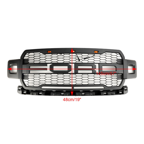 2018-2020 Ford F150 Grill Raptor Style Front Grille W/Led Lights w/Letter