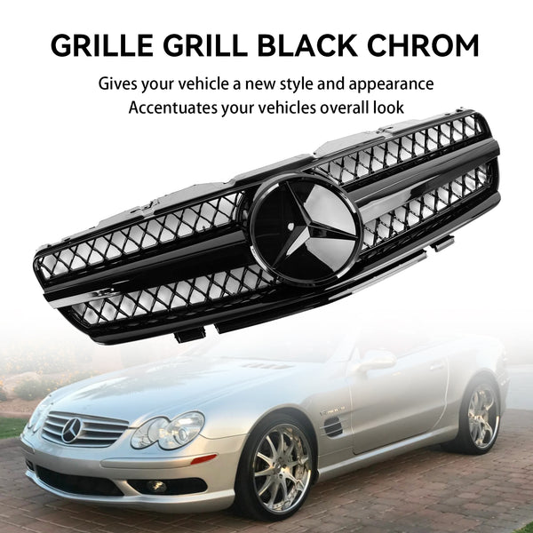 2003-2006 Benz R230 SL500 SL600 SL55 Front Upper Grill Upgrade Replacement Generic