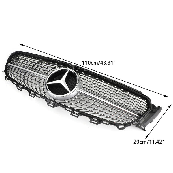 2017-2018 Benz E400 and AMG E43 Sedan Sports Diamond Silver Border Front Grille Grill Generic