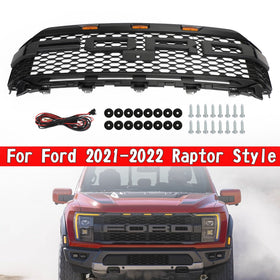 2021-23 F150 Ford Raptor Replacement ABS Front Bumper Grille Grill W/ LED Generic