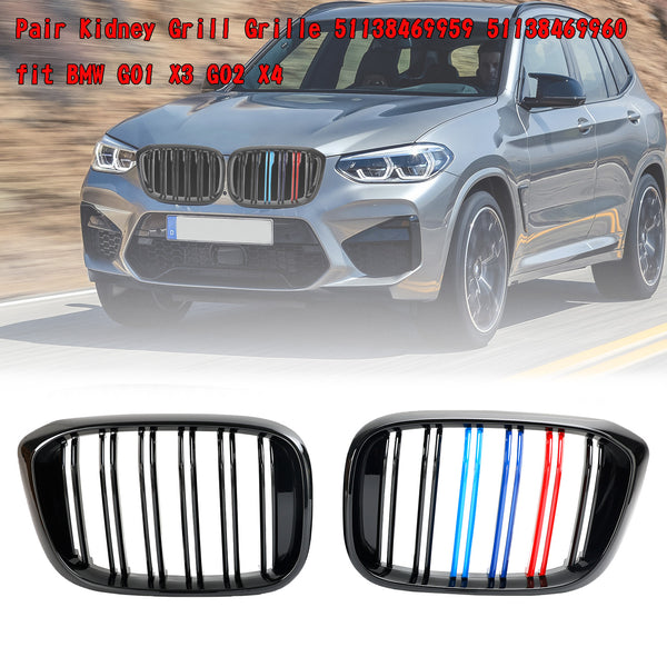 BMW G01 X3 G02 X4 Gloss Black 2PCS M-Color Kidney Grill Grille 51138469959 Generic