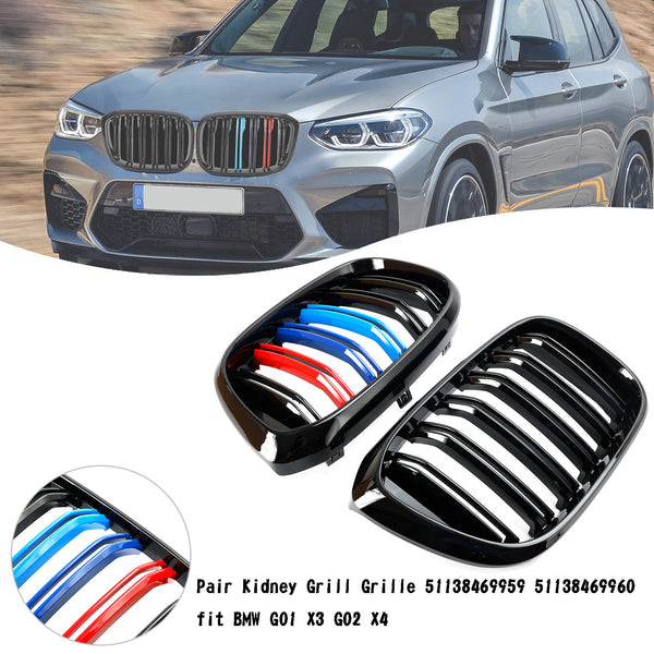 BMW G01 X3 G02 X4 Gloss Black 2PCS M-Color Kidney Grill Grille 51138469959 Generic