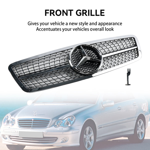 2001-2007 Benz C-Class W203 C230 C320 C240 Front Bumper Kidney Grill Replacement Generic