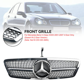 2001-2007 Benz C-Class W203 C230 C320 C240 Front Bumper Kidney Grille Grill Generic