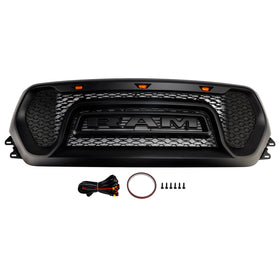 Dodge Ram 1500 2019-2024 Black Front Honeycomb Upper Hood Grille Gril
