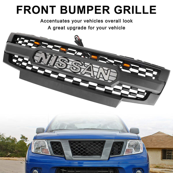 Nissan Frontier 2009-2016 Black Front Bumper Grill W/Led Lights Generic