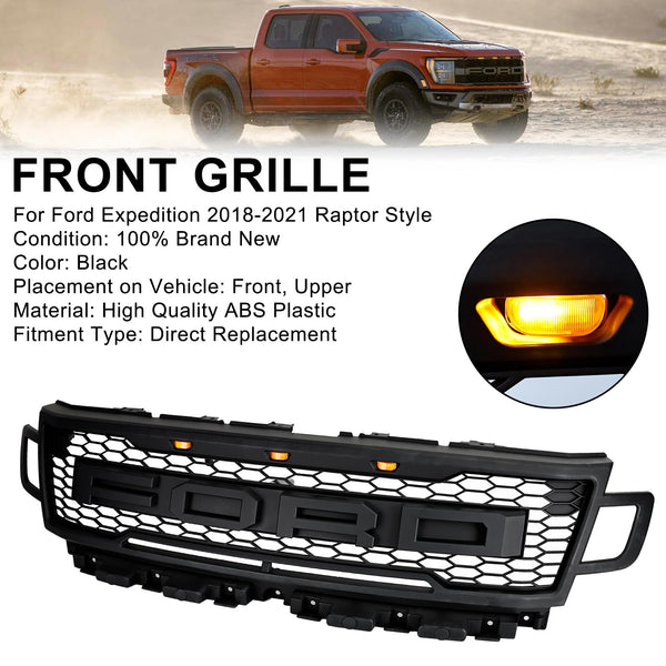 2018-2021 Ford Expedition Front Bumper Grill Grill Raptor Style W/LED Generic