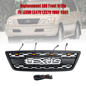 1998-2002 Lexus LX470 LX570 Matte Black Front Bumper Grill With LED Generic