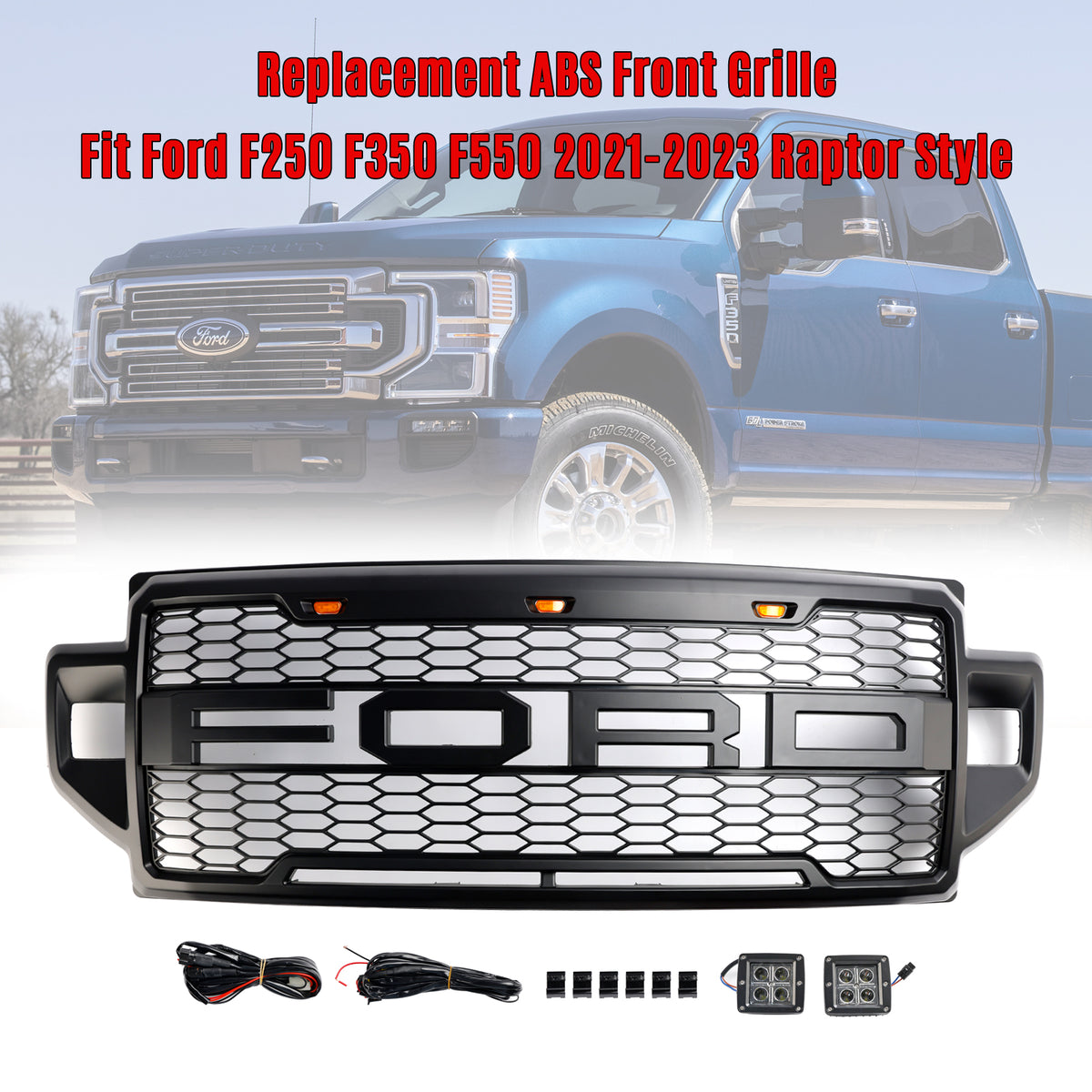 2021-2023 Ford F250 F350 F550 Super Duty Raptor Style Front Bumper Gri ...