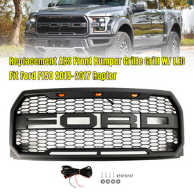 F150 2015-2017 Ford Raptor Style Replacement ABS Front Bumper Grille Grill W/ LED Generic