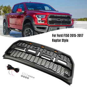 F150 2015-2017 Ford Raptor Style Replacement ABS Front Bumper Grille Grill W/ LED Generic