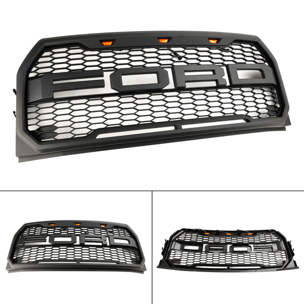 2015-2017 Ford F150 Raptor Style Replacement ABS Front Bumper Grille Grill W/ LED Generic