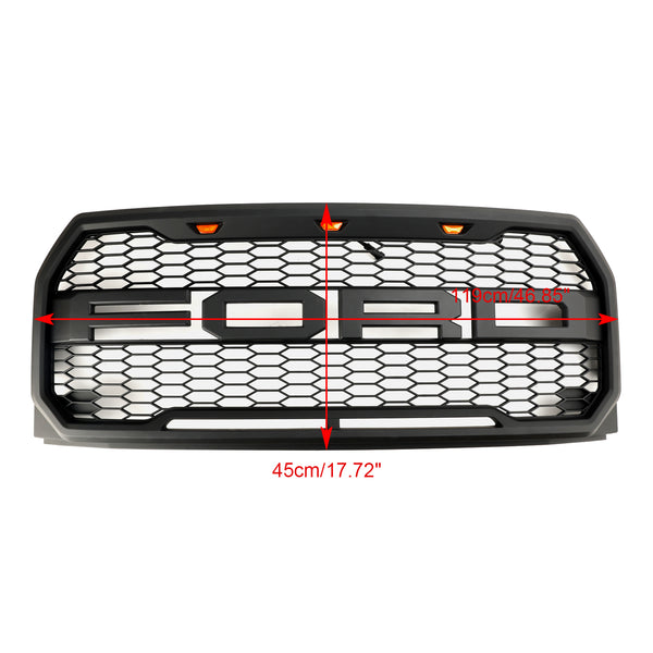 2015-2017 Ford F150 Raptor Style Replacement ABS Front Bumper Grille Grill W/ LED Generic