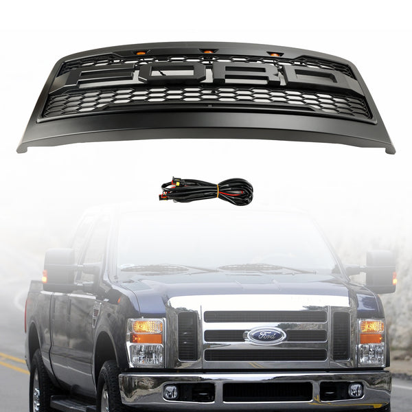 Ford 2008-2010 F250 F350 Super Duty Front Bumper Grille Grill w/Lights Generic