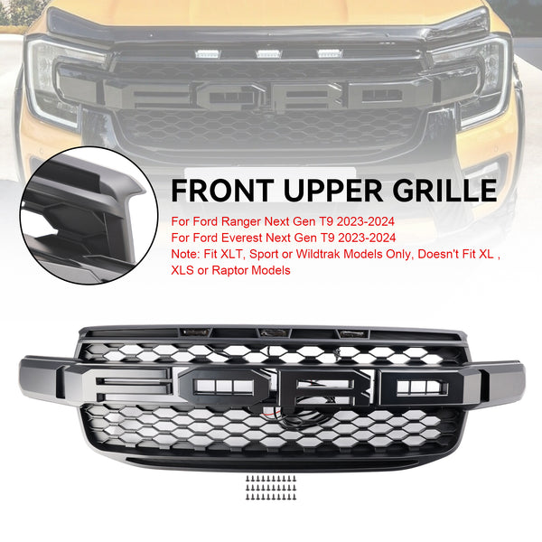 2023-2024 Ford Ranger Next Gen T9 Front Bumper Grill Replacement Black Grill