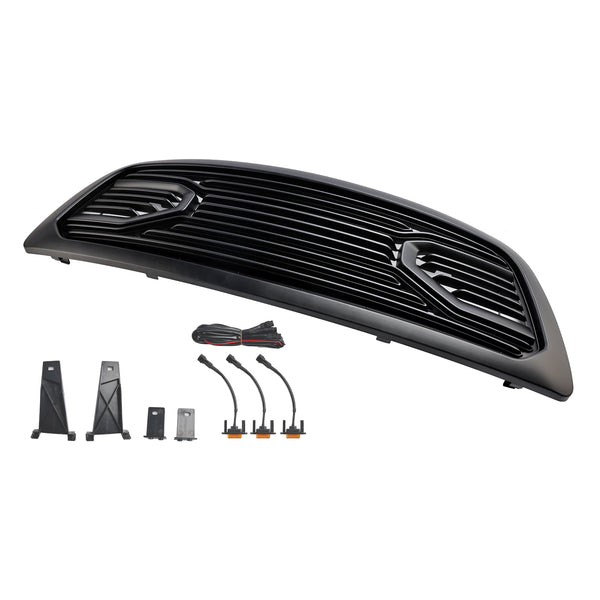 2009-2012 Dodge Ram 1500 Matte Black Front Bumper Grill Grille W/ Led Light Generic