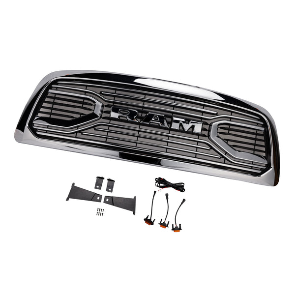 Dodge Ram 1500 2009-2012 Chrome Front Bumper Grill Grille W/ Led Light