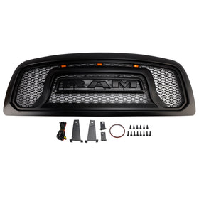 2009-2012 Dodge Ram 1500 Black Front Bumper Grill Grille W/ Led Light