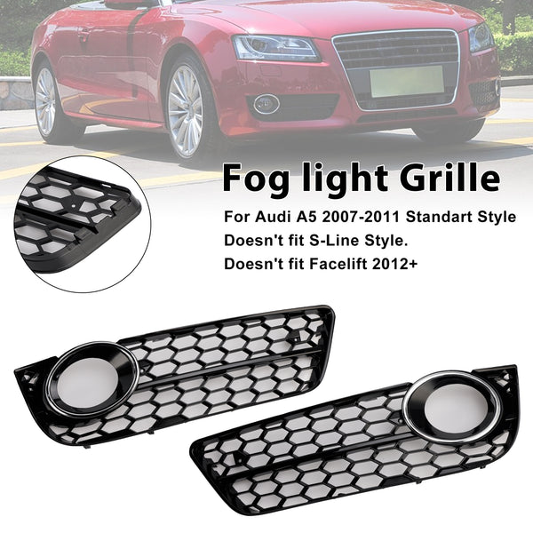 2007-2011 Audi A5 Standard Style 2PCS Honeycomb Front Fog Lamp Cover Grille 1522024 Generic