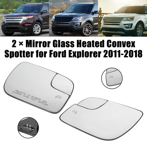 2011-2018 Ford Explorer 2 × Mirror Glass Heated Convex Spotter BB5Z17K707M BB5Z17K707B Generic